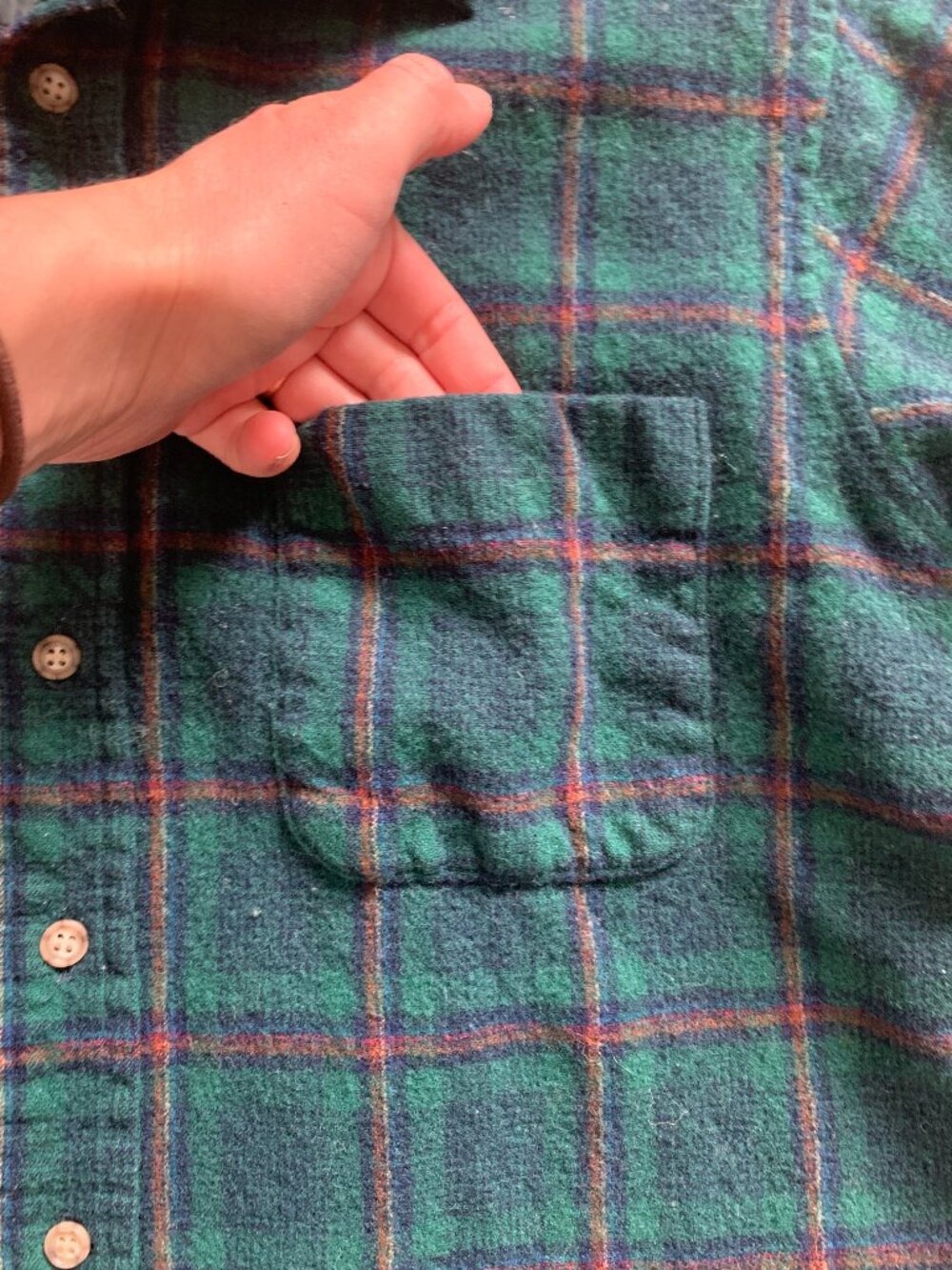 Pendleton Vintage Plaid Wool Shirt Womens Button Up S Green Blue Western Outdoor - Picture 13 of 14